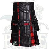 Men’s Black Leather with MacGregor Tartan Hybrid Kilt – Premium Scottish Utility Wear